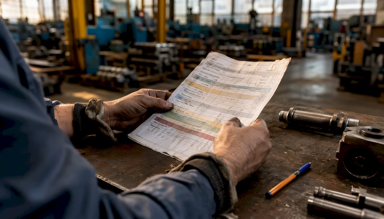 Hands holding manufacturing audit checklist